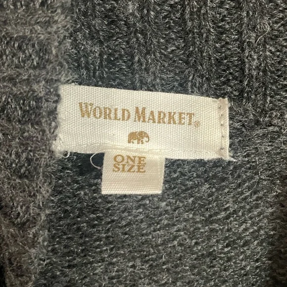World Market Grey High Neck Chunky Sweater One Size Neutral Staple Lagenlook - Picture 2 of 6